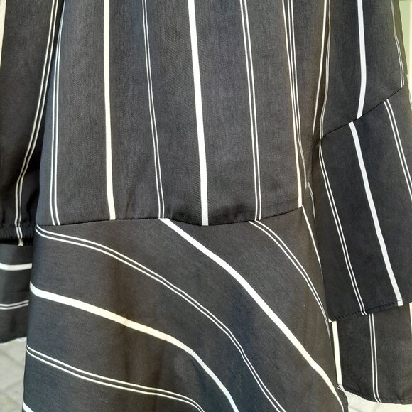 Express Striped Elastic Waist Ruffle Wrap Dress SIZE SMALL - Picture 5 of 16